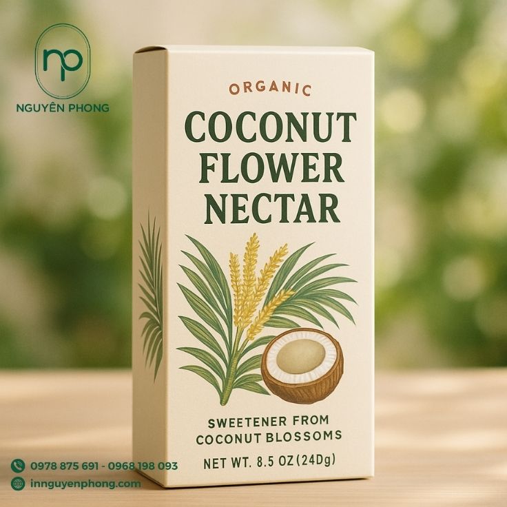 Hộp đựng mật hoa dừa thiết kế đẹp